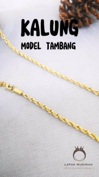 Kalung Titanium Pria Gold Model Tambang Lazada Indonesia