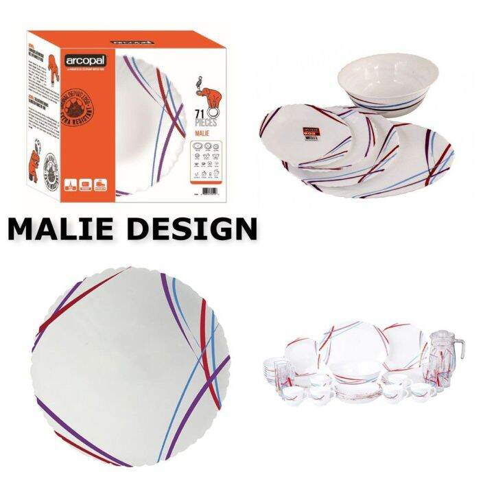 Clear Stokset Dinner Arcopal Malie Pcs Lazada