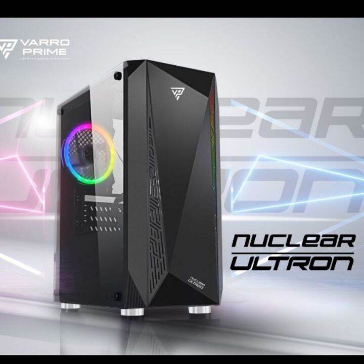 Casing Pc Gaming Varro Nuclear Ultron Rgb Micro Atx Tempered Glass