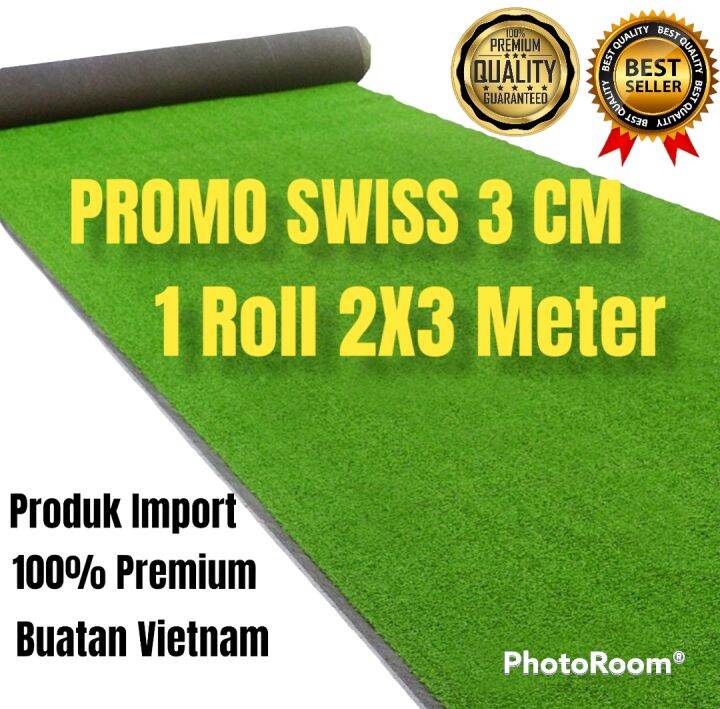 Karpet Rumput Sintetis Roll Ukuran X Meter Tipe Swiss Tebal Cm