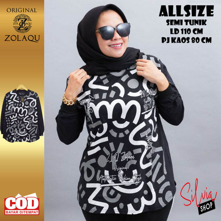 KAOS ZOLAQU TERBARU 2023 SEMI TUNIK JUMBO BAJU WANITA KEKINIAN HIJAB