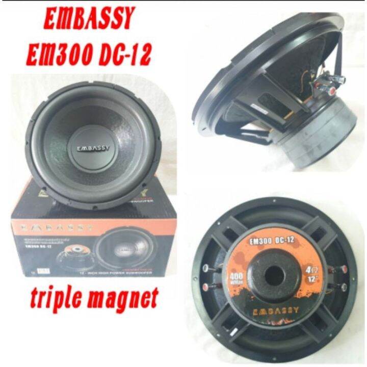 Subwoofer Embassy Em300 Dc Double Coil Sub 12 Inch Embasy Em 300 Triple