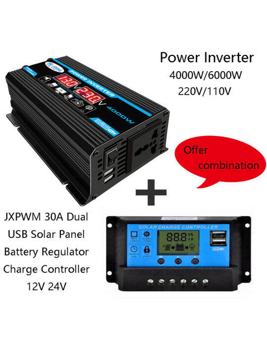 JUXING 4000W Power Inverter Kit DC12V To AC220V Converter With 30A