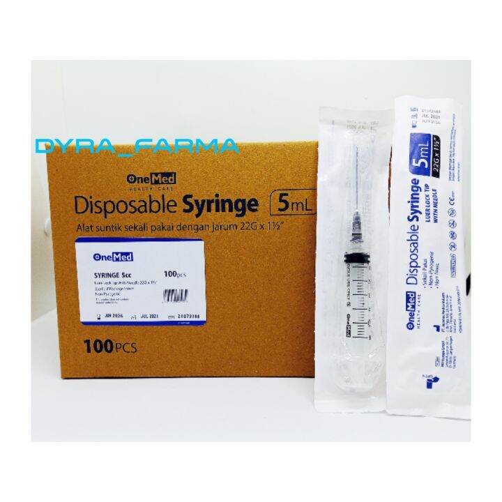 Spuit Syringe Disposable 5ml 5cc Onemed Harga Per Box Lazada Indonesia