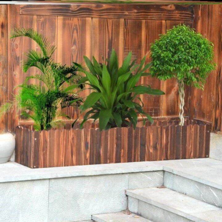 Antiseptic Wood Flower Box Outdoor Rectangular Courtyard Carbonized