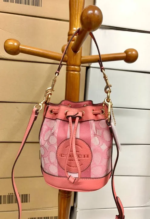 Coach Mini Dempsey Bucket Bag In Signature Jacquard With Stripe And