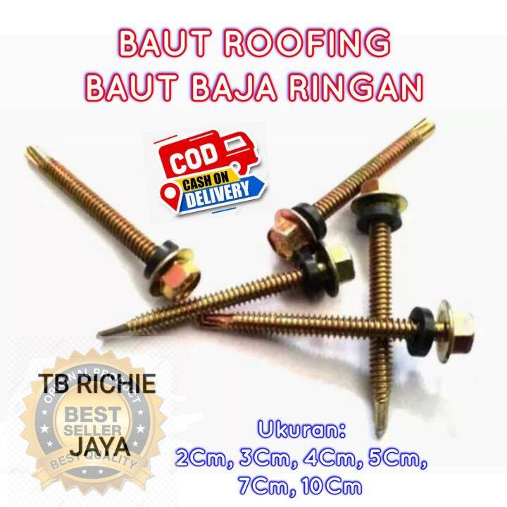 25 Pcs Baut Roofing Sekrup Rofing BAUT Baja Ringan Sekrup Kanal C