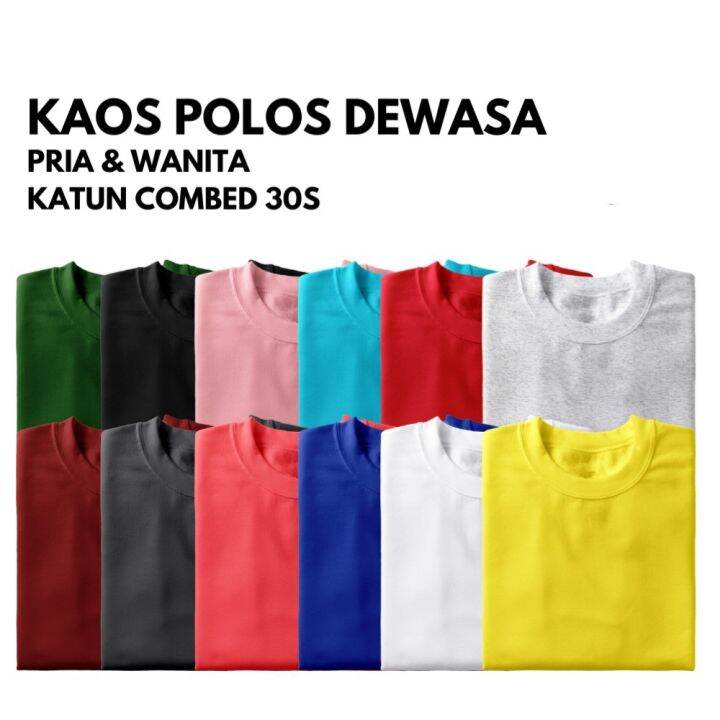 Kaos Polos Dewasa Pria Dan Wanita Cotton Combat S Ukuran M L Xl Dan