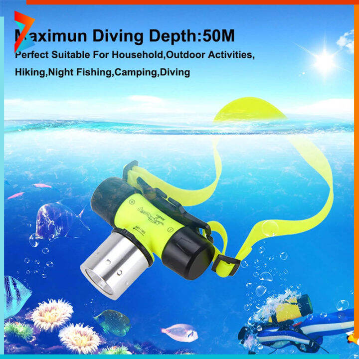 Portable Diving Headlight Head Flashlight 550LM XML T6 LED Waterproof