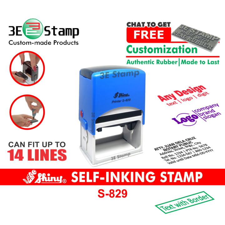 3E STAMP Shiny 829 S829 S 829 Self Inking Heavy Duty Stamp For