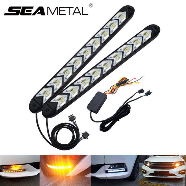 SEAMETAL Car Daytime Running Lights 12V Arrow Streamer Turn Signal