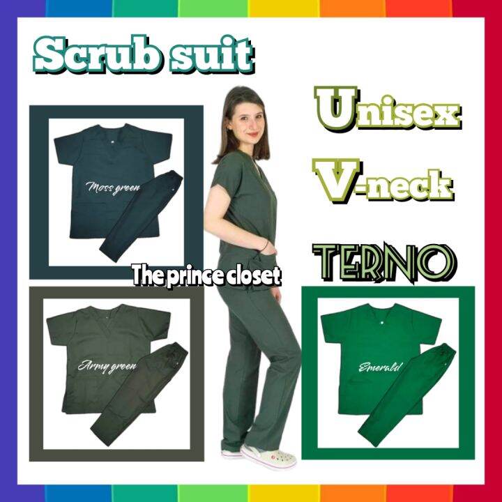 Scrub Suit Terno V Neck Plain Unisex Wash And Wear Lazada Ph