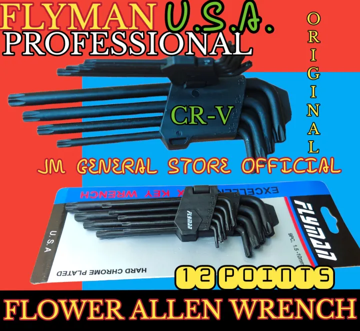 FLOWER ALLEN WRENCH SET FLYMAN U S A 12 POINTS ALLEN WRENCH SET