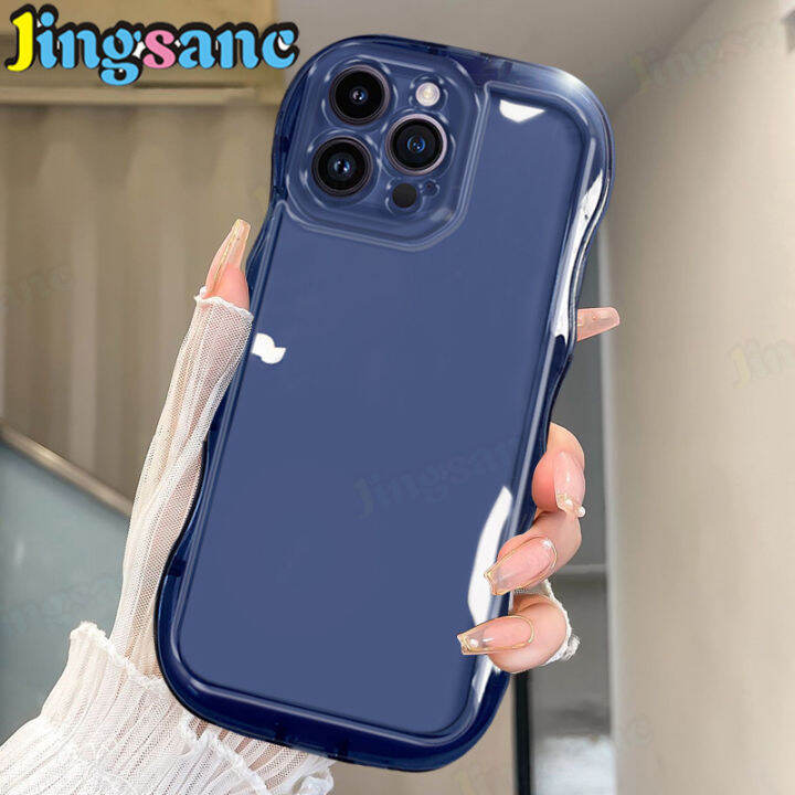 Jingsanc Casing Bertepi Gelombang Ungu Pelindung Lensa TPU Lembut