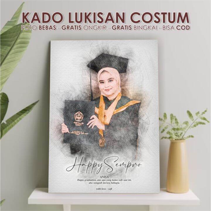 Kado Lukisan Wajah Sketsa Custom Foto Sendiri Cocok Untuk Hadiah Wisuda