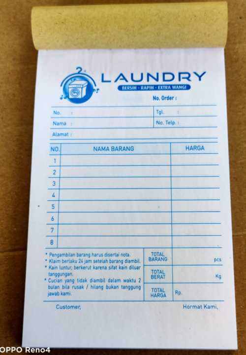 NOTA LAUNDRY 2 PLAY RANGKAP NOTA LAUNDRY 1 4 FOLIO 2 PLAY NOTA LAUNDRY