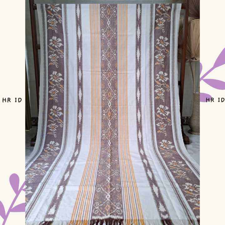 Kain Batik Tenun Blanket Putih Krem Coklat Muda Warna Pastel Kalem Kaen