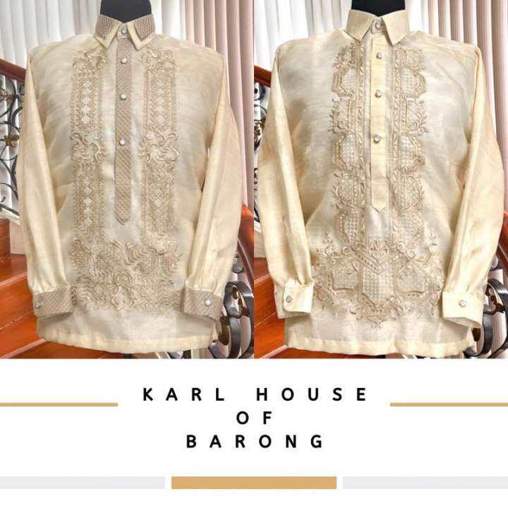 Barong Tagalog For Men Pinya Organza With Lining Sports Collar