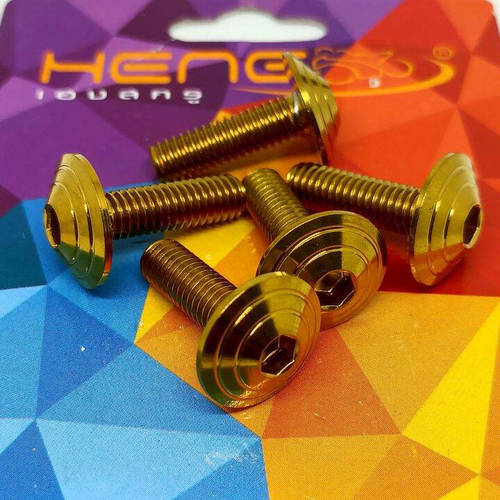 HENG BOLT GOLD 6X20 5 PCS BODY BOLTS COWLING PLATE NUMBER FOOTBOARD