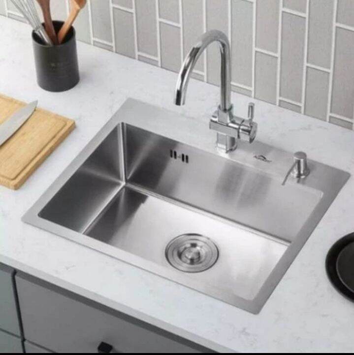 Kitchen Sink Stainless 5243 Paket Lengkap Kran Pipa Angsa Bak Cuci