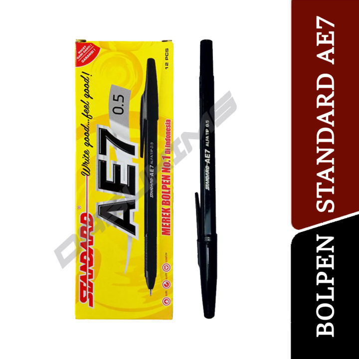 Pulpen 1 Pak Isi 12 PCS Ballpoint Pena Standard Pen AE7 Alfa Tip 0