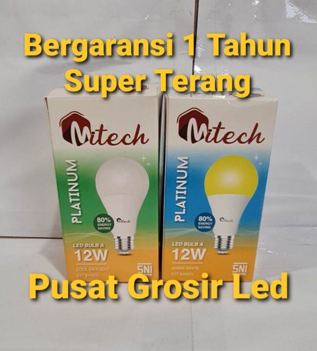 Lampu Led Mitech 12W 12 Watt SNI Bergaransi 1 Tahun Cahaya Putih Dan