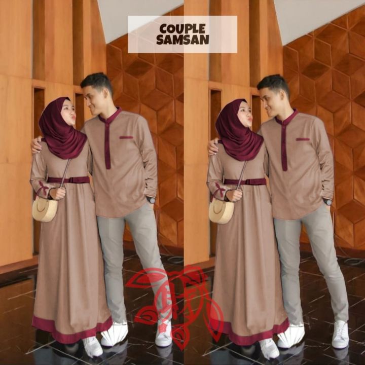 Couple Samsan Baju Pasangan Suami Istri Baju Kondangan Set Gamis Dan