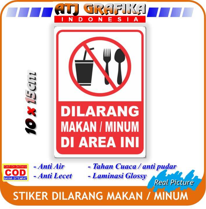 Stiker Dilarang Makan Minum Sticker Kebersihan Lingkungan Lazada