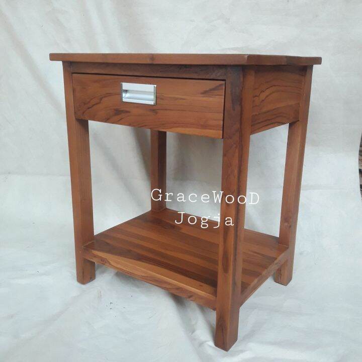 Nakas Kayu Jati Bedside Table Meja Sudut Kayu Jati Lazada Indonesia