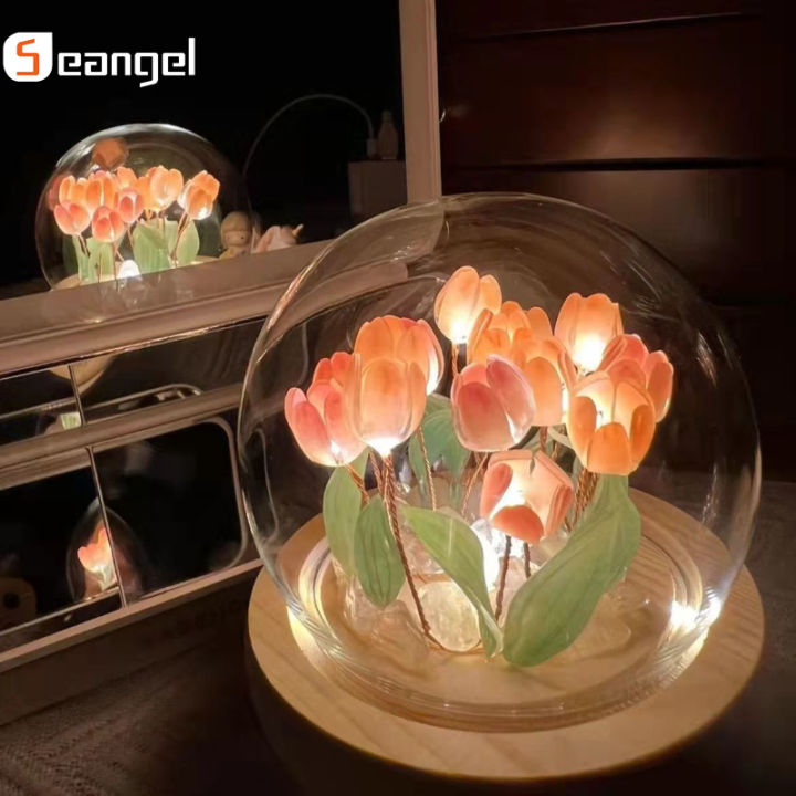 Seangel Christmas S Gifts Tulip Night Light Led Atmosphere Decoration