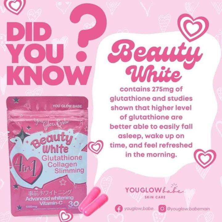 YOU GLOW BABE BEAUTY WHITE 4 In 1 CAPSULE 500mg Lazada PH