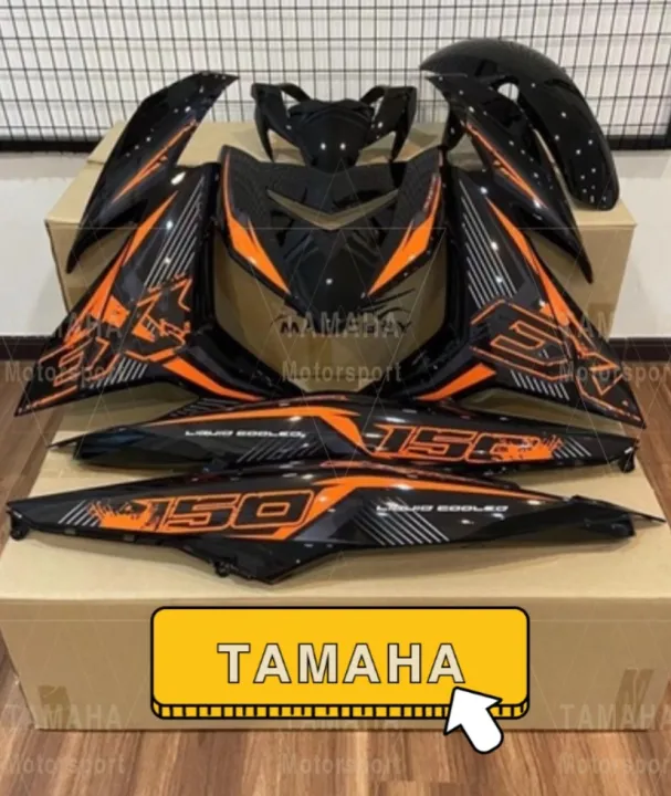 Yamaha Y15 Y15zr Body Cover Stripe Sticker Exciter Thai Black Orange