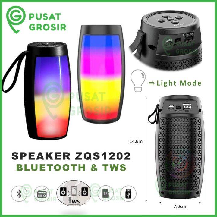 Speaker Bluetooth Super Bass ZQS1202 ZQS 1202 TWS Spiker Blutut Lampu