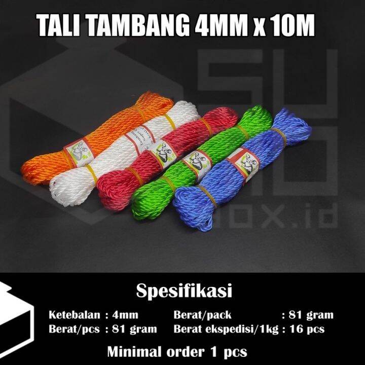 Tali Tambang Plastik 4mm Panjang 10 Meter Kuat Kualitas Super 4meter