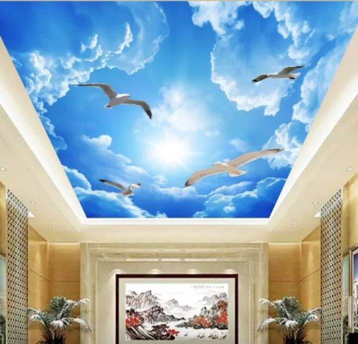 Wallpaper Plafon Motif Awan Wallpaper D Custom Plafon Series Burung