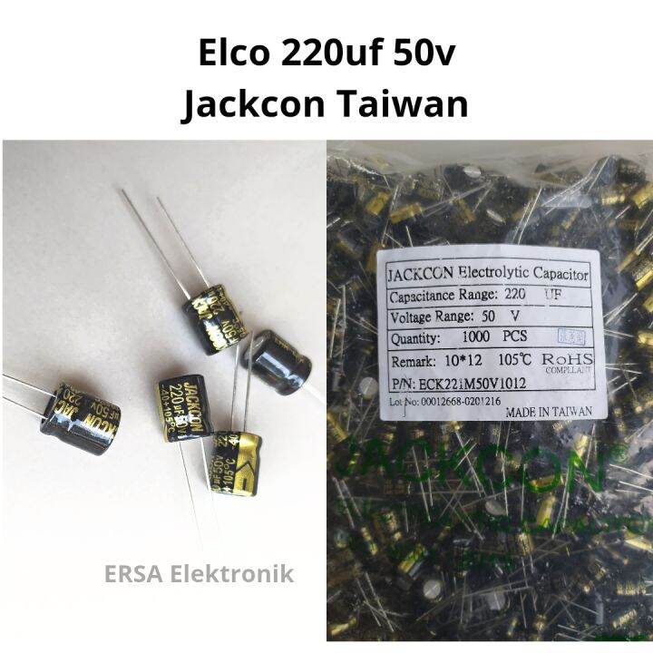 Capacitor Elco 220uf 50volt Merk Jackcon Taiwan X10 Pcs Lazada Indonesia