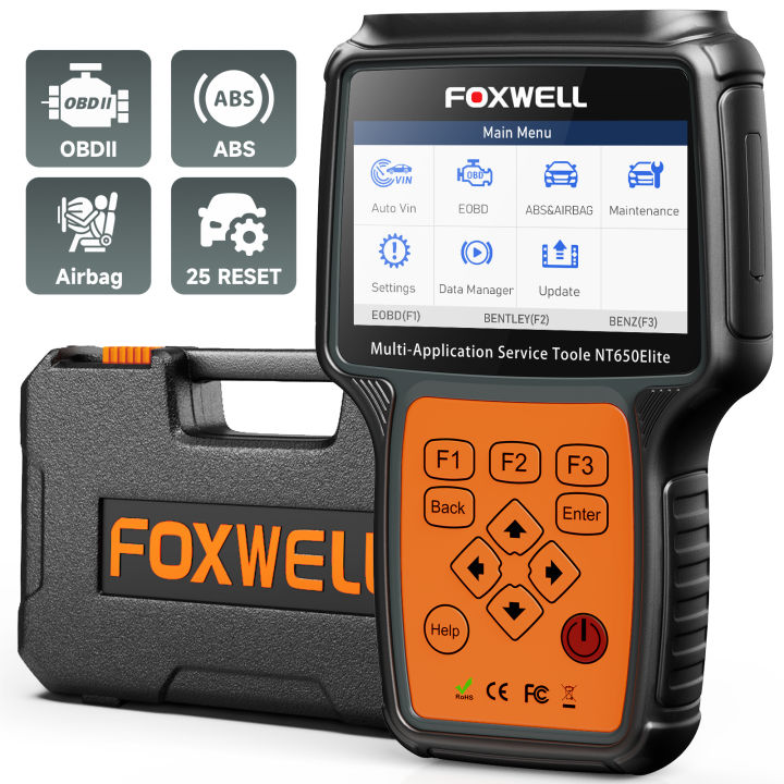 FOXWELL NT650 Elite ABS SRS OBD2 Scanner Lifetime Free Support SAS A F