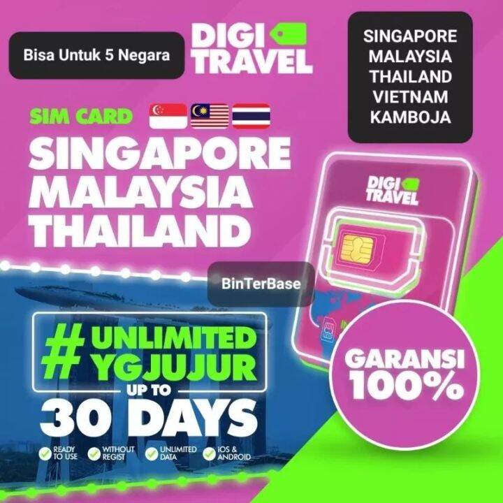 Travel Sim Card Malaysia Singapore Thailand Vietnam Kamboja 5 Negara