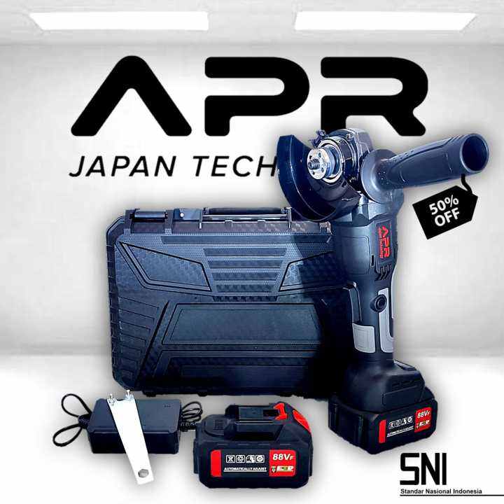 Gerinda APR Cordless Baterai Tanpa Kabel Angle Grinder Japan Tech