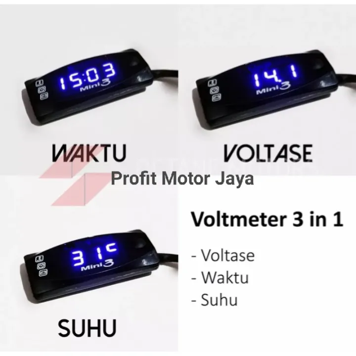 Volt Meter Motor 3 In 1 Volt Meter Aki Digital Alat Pengukur Aki Motor