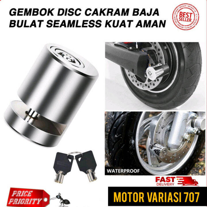 Gembok Kunci Disc Cakram Bulat Baja Motor Sepeda Kuat Aman Disk Lock