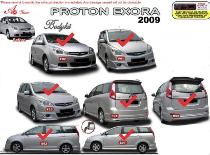 Proton Exora 2009 2010 2011 AM Bodykit Body Kit Front Side Rear Skirt