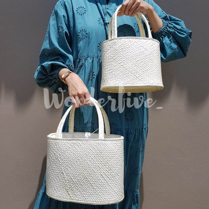 Tas Anyaman Kerajinan Mendong Pandan Rara Etnik Bali Bangkok Model Oval