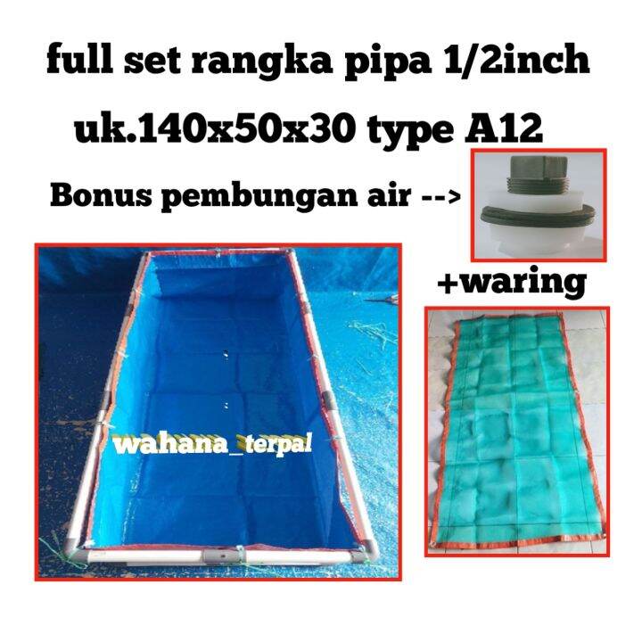 Terpal Kolam Ikan Full Set Rangka Pipa Uk 140x50x30 Type A12 Lazada