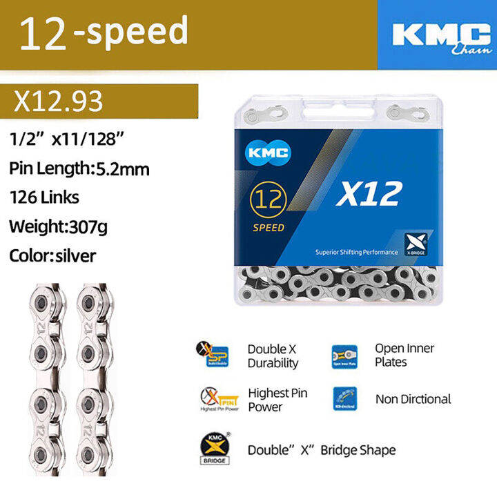 KMC X12 Silver 12 Speed Mountain Bike Chain 126L 12s Gold Chain With