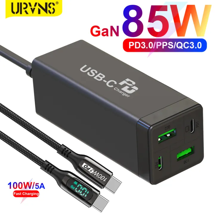 ทชารจ USB C URVNS 85W GaN III สถานชารจ USB C 4พอรต 65W USB C PD