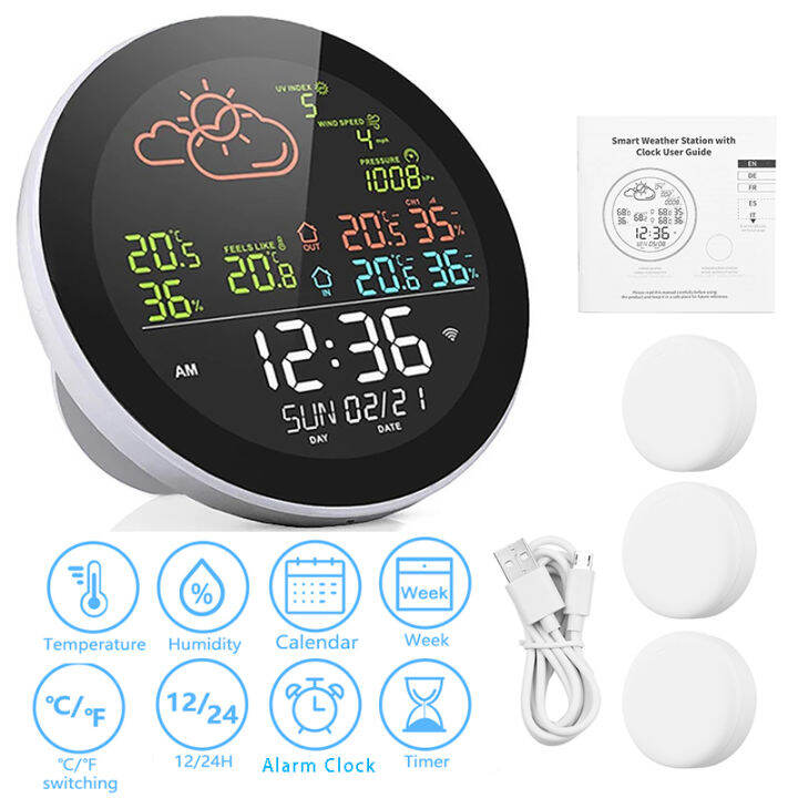 Multifunction Digital Weather Station Alarm Clock In Outdoor Smart