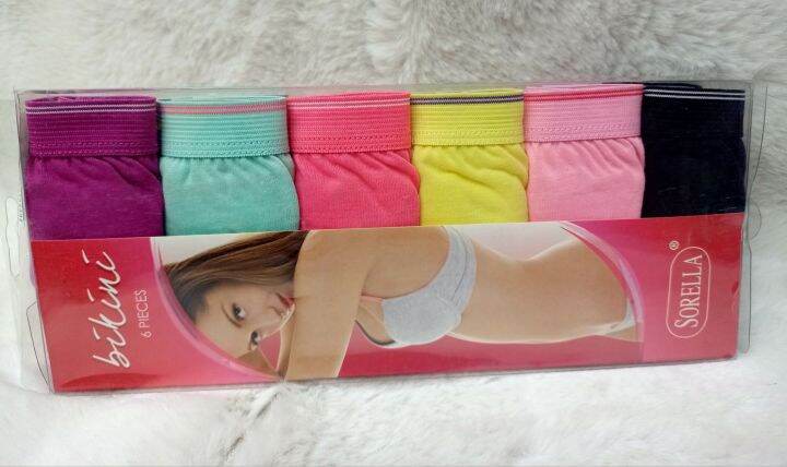 Sorella Panty Bikini Outside Garter 6pcs Pack Random Color And Design