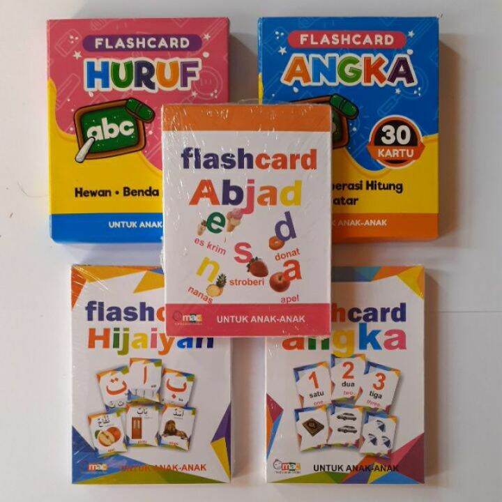 Paket Pak Kartu Flash Card Abc Angka Huruf Hijaiyah Hewan Buah