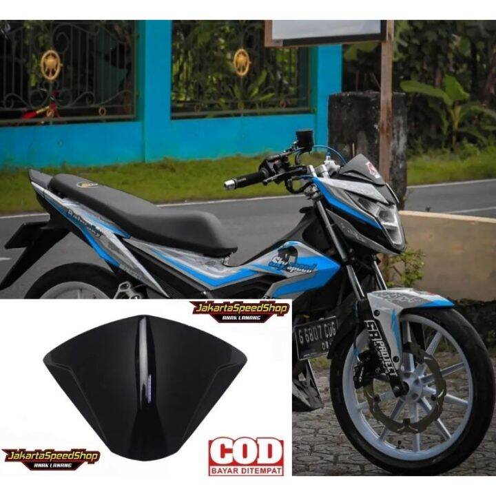 Visor Variasi Honda Sonic R Bahan Tebal Anti Pecah Hitam Kilap Plus